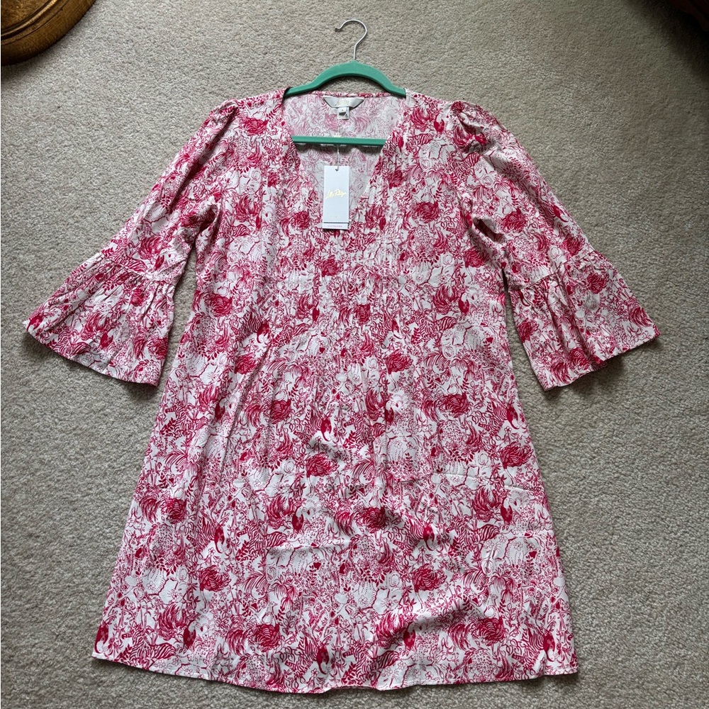 NEW Lilly Pulitzer Sz 6 DANIKA RASPBERRY ROUGE ANIMAL Dress